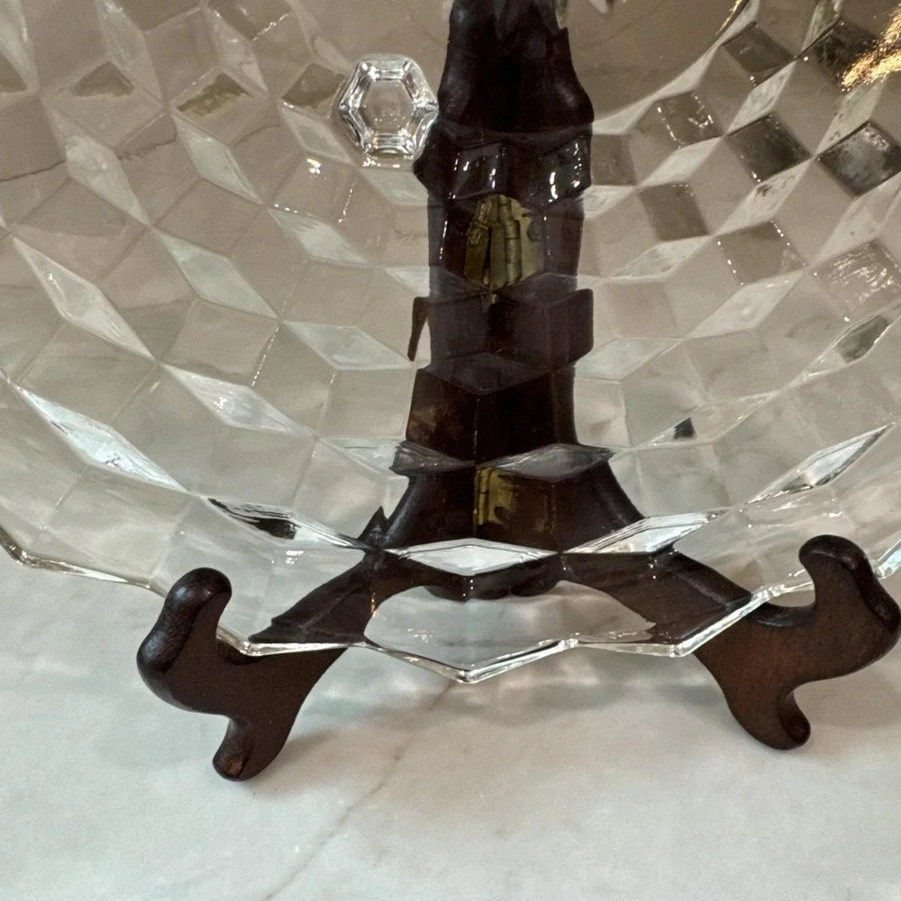 Fostoria American Clear Pressed Glass 12.5 inch Footed Cake Plate Vintage